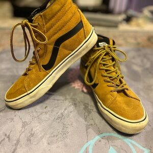 Vans Suede High-Top Sneakers - Mustard and Black